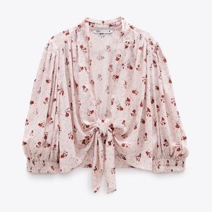 Zara | Cropped Print Blouse Pink